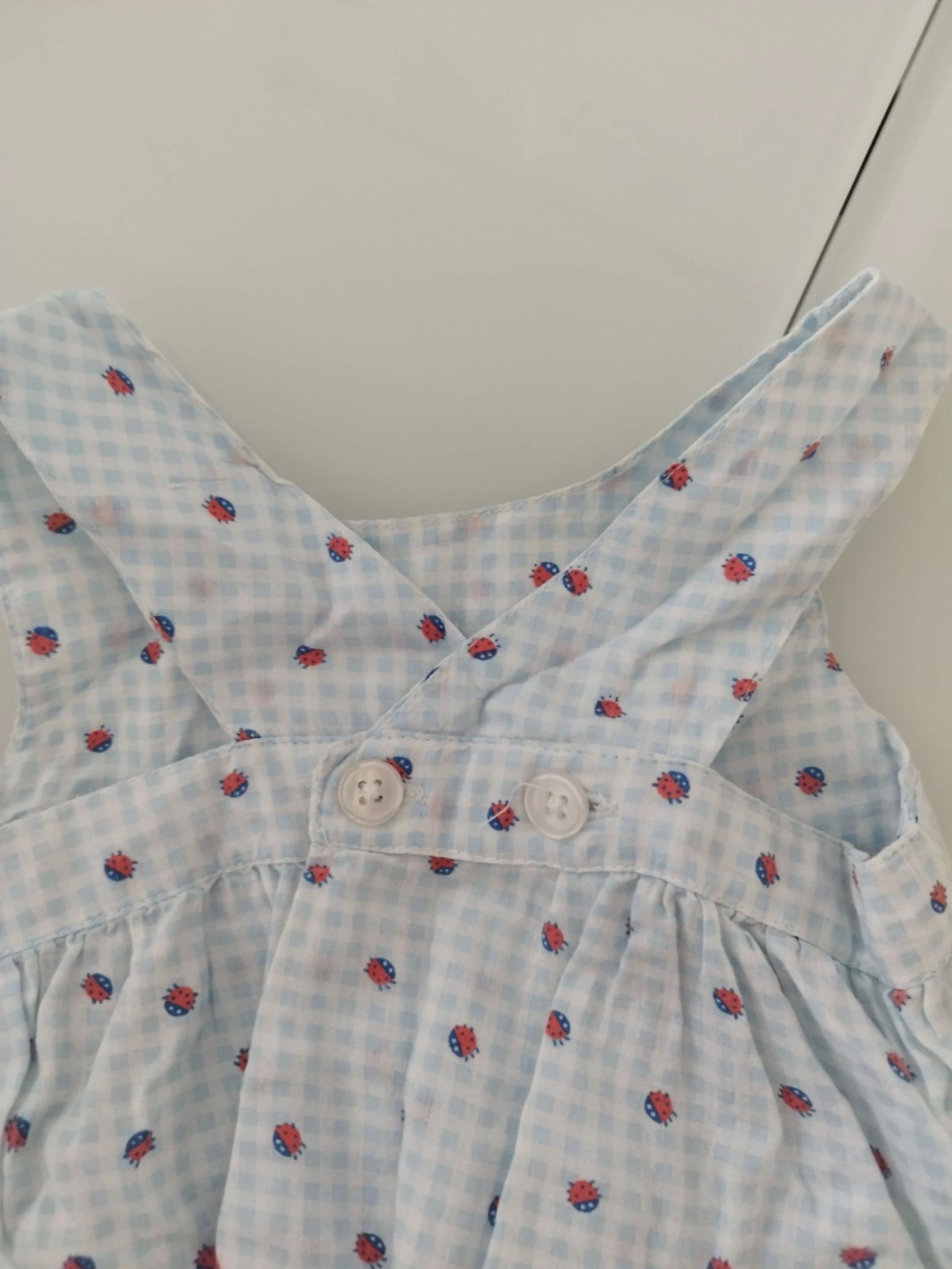 Vestido de verano bebe azul con mariquitas rojas 9 meses – photo 3
